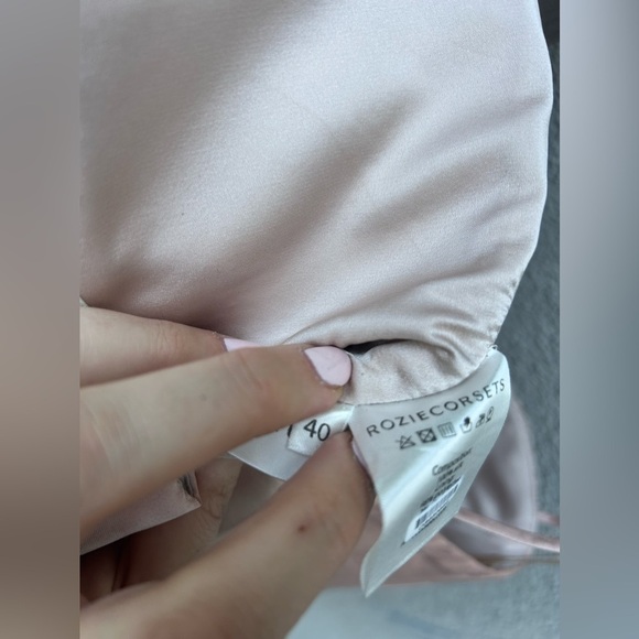 Rozie Corsets Silk Satin Peplum Corset Top Pink - Picture 8 of 8